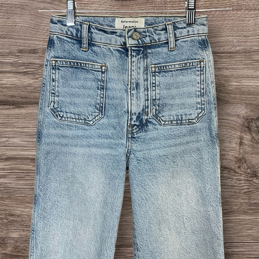 Reformation Alyssa Patch Pocket High Rise Wide Leg Jeans Sz 24 - Picture 7 of 12